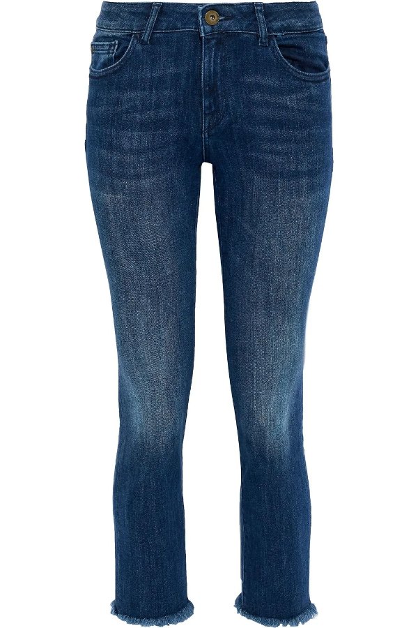 Mara cropped frayed mid-rise skinny jeans