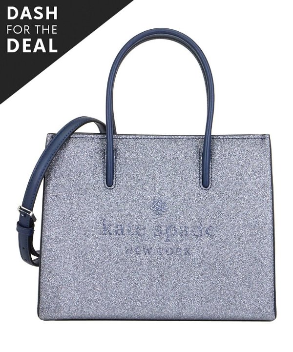Dusk Navy Glitter Logo Trista Convertible Leather Tote