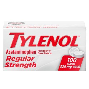 Tylenol Regular Strength Tablets, Acetaminophen Pain Reliever & Fever Reducer, 100 ct