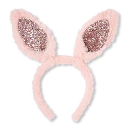 Girls Faux Fur Glitter Bunny Ears Headband