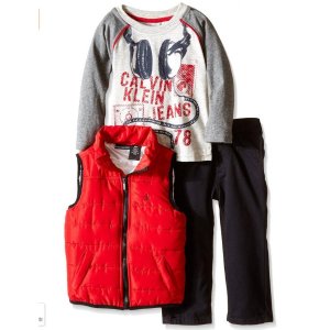 Calvin Klein Baby Boys' Puffy Vest, Tee and Pant Set