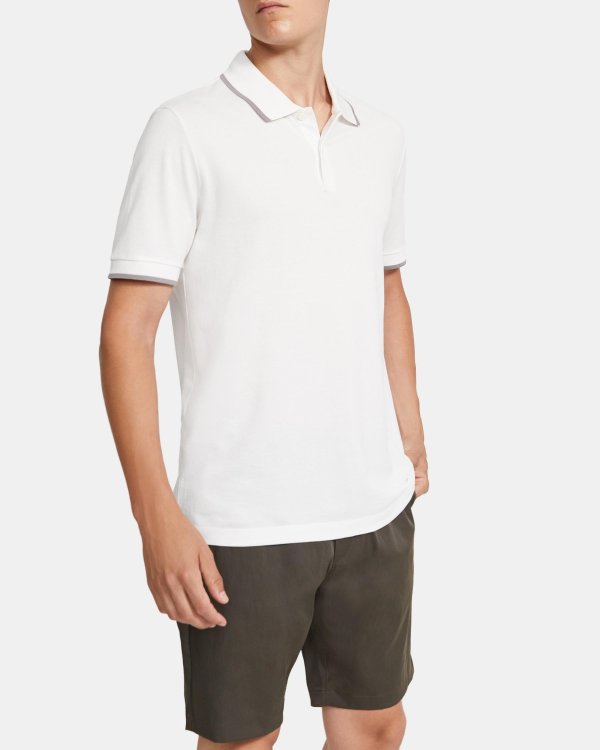 Bold Stripe Polo Shirt in Pique Cotton