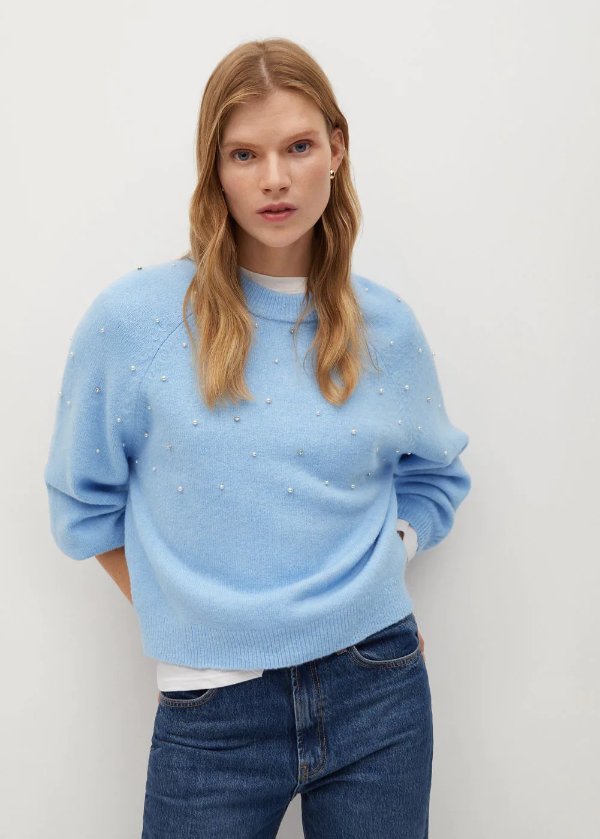Pearls knitted sweater - Women | MANGO OUTLET USA