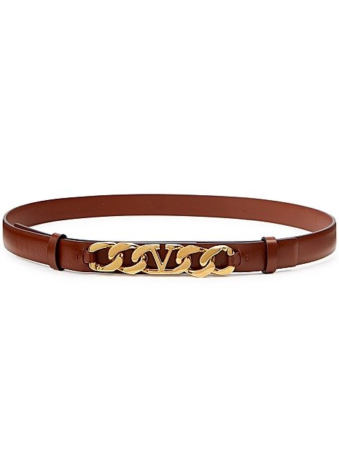 Valentino Garavani brown logo leather belt
