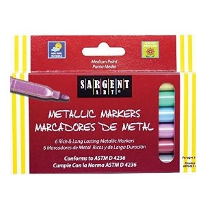 Sargent Art 22-1506 Liquid Metals Medium-Point Metallic Markers, 6 Count