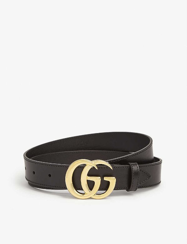 GG logo leather and suede belt