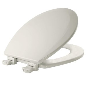 BEMIS 500EC 006 Toilet Seat with Easy Clean & Change Hinges, ROUND, Durable Enameled Wood, Bone
