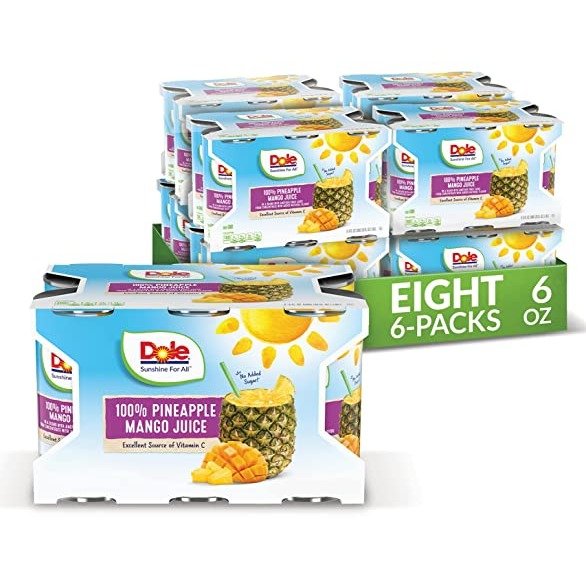 100% Pineapple Mango Juice, Excellent Source of Vitamin C, 6 Fl Oz (Pack of 6), 48 Total Cans