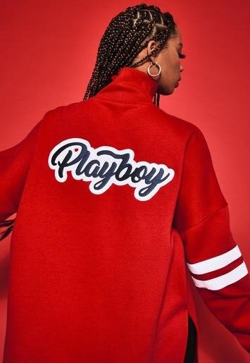 - Playboy xRed Varsity 3/4 Zip Sweatshirt