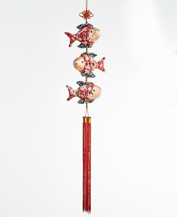 Lunar New Year Three Fish Wall Decor with Tassel, Created for Macy's