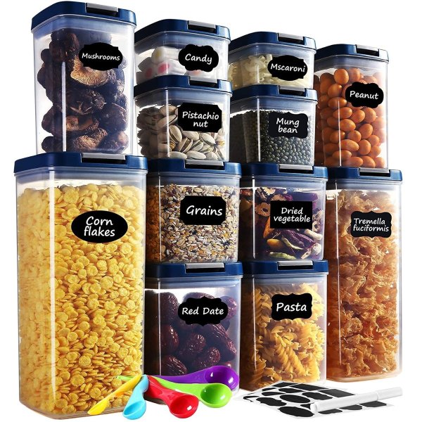 AUCEE 12PCS BPA-Free Dry Food Plastic Storage Containers Set