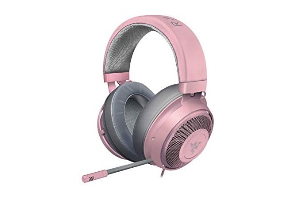 Kraken Gaming Headset 2019: Lightweight Aluminum Frame - Retractable Noise Cancelling Mic - for PC, Xbox, PS4, Nintendo Switch - Quartz Pink
