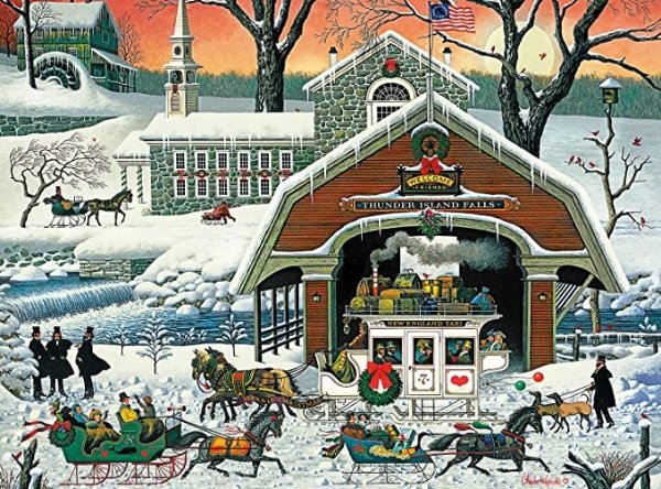 - Charles Wysocki - TWAS' The Twilight Before Christmas - 1000 Piece Jigsaw Puzzle