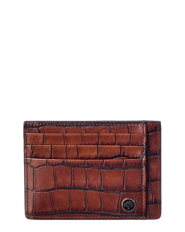 Croc-Embossed Leather Card Case