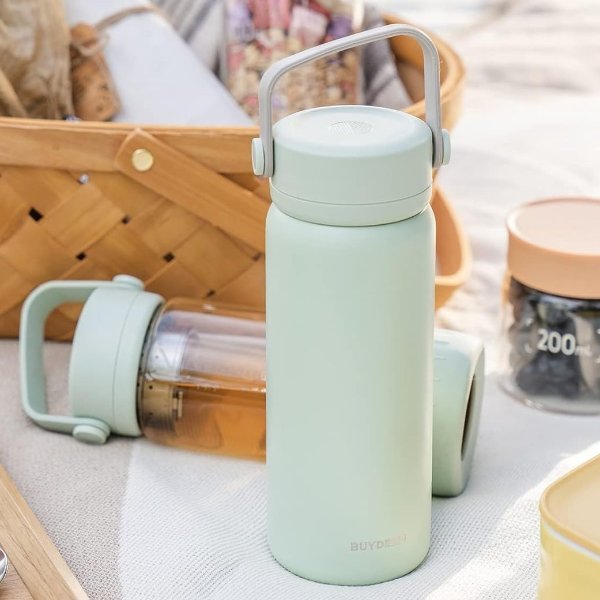 CD1011 Stainless Steel Water Bottle with Removable Tea Infuser, Double Walled Vacuum Insulated Flask with Loose Tea Brewing System, Hot & Cold for Hours, 12 oz (Cozy Greenish)