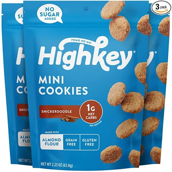 Keto Snacks Low Carb Snickerdoodle Cookie - Paleo, Diabetic Diet Friendly - Gluten Free, Low Sugar Dessert Treats & Sweets - Ketogenic Products Healthy Protein Cookies (Packaging May Vary) 3-pack