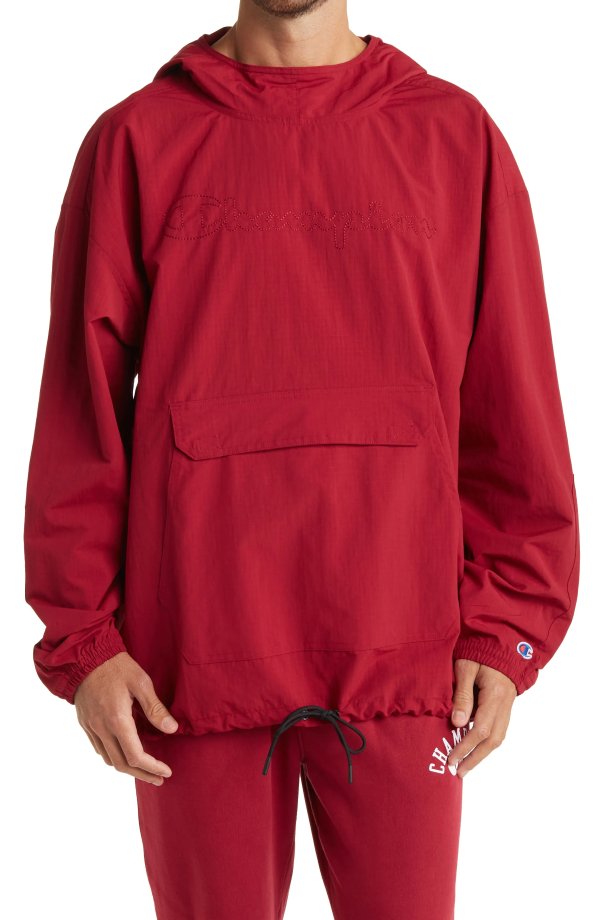 Water-Resistant Hooded Ripstop Anorak Jacket