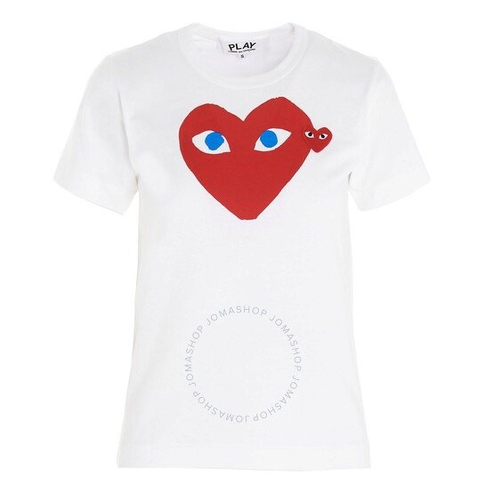 Open Box - Comme Des Garcons Ladies Short-sleeve Hearts Print Cotton T-shirt, Brand Size Small