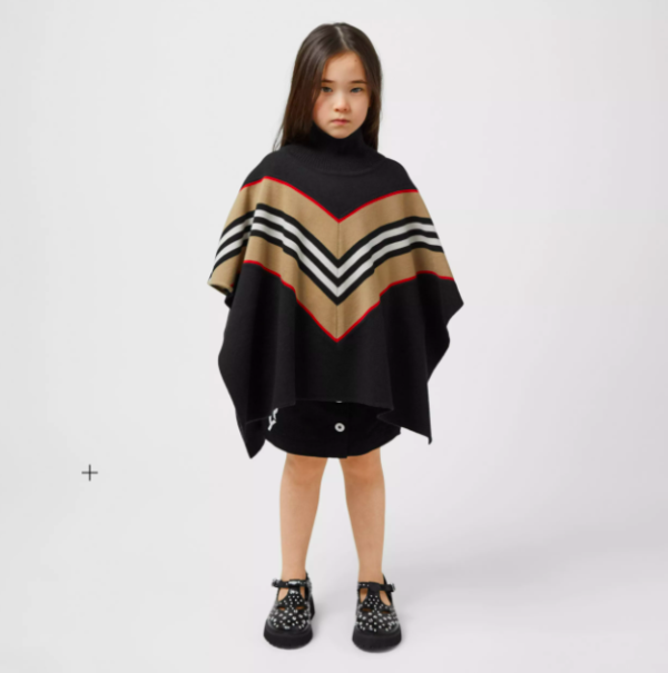 Girl's Striped Wool-Cashmere Cape