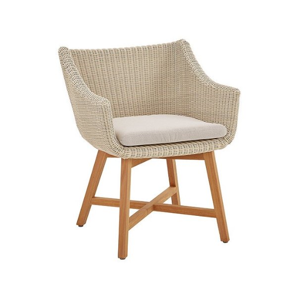 Kai Teak & Wicker Outdoor Furniture Collection Dining Chair in Dove Gray with Cushion