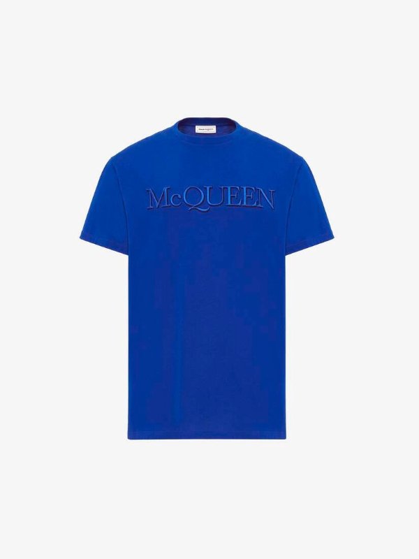 Men's Logo Embroidery T-shirt in Electric Blue
