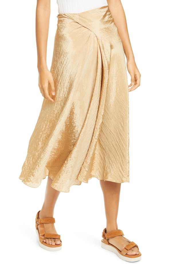 Textured Draped Satin Skirt