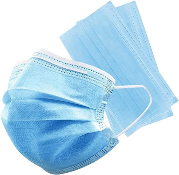 50 Pcs Daily Disposable 3-ply Face Cover to Block Dust Cough Sneeze Splatter