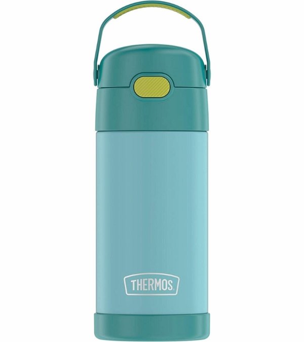 FUNtainer Vacuum Insulated Stainless Steel Straw Water Bottle, 12oz - Blue / Green