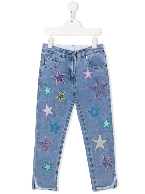 frayed star-patch jeans