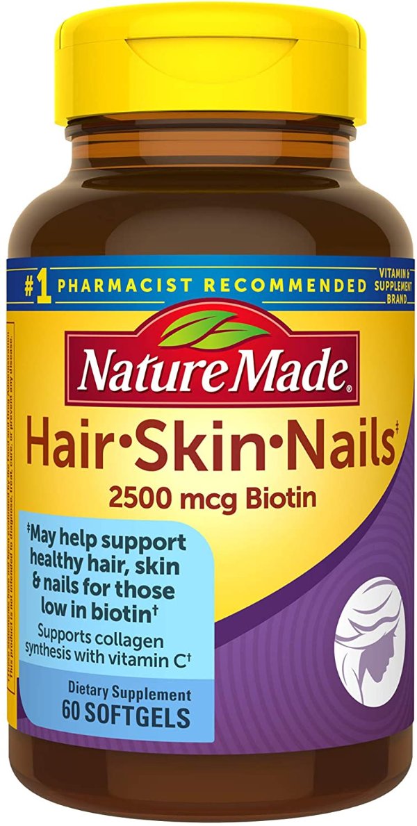 Nature Made Hair, Skin & Nails with 2500 mcg of Biotin Softgels, 60 Coun