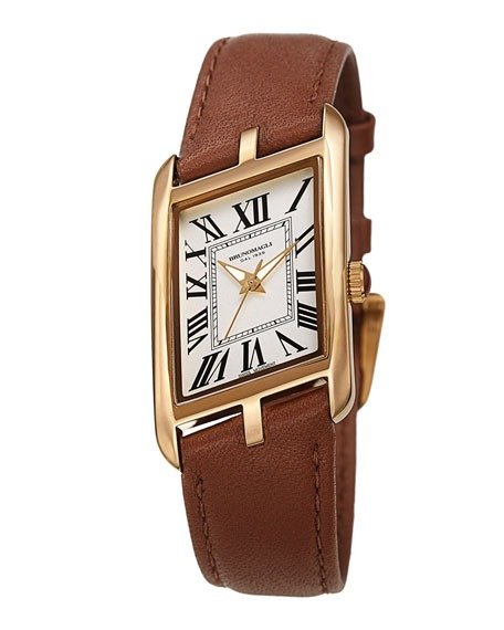 Sofia Asymmetric Watch w/ Leather Strap Brown/Gold