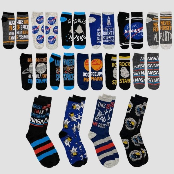 Men&#39;s NASA 15 Days of Socks Advent Calendar 15pk - 6-12
