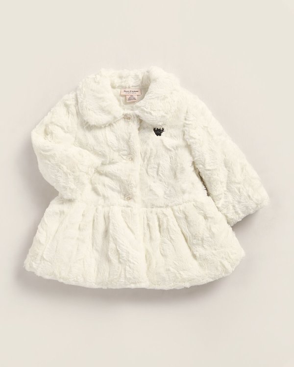 (Infant Girls) Faux Fur Collared Peplum Jacket