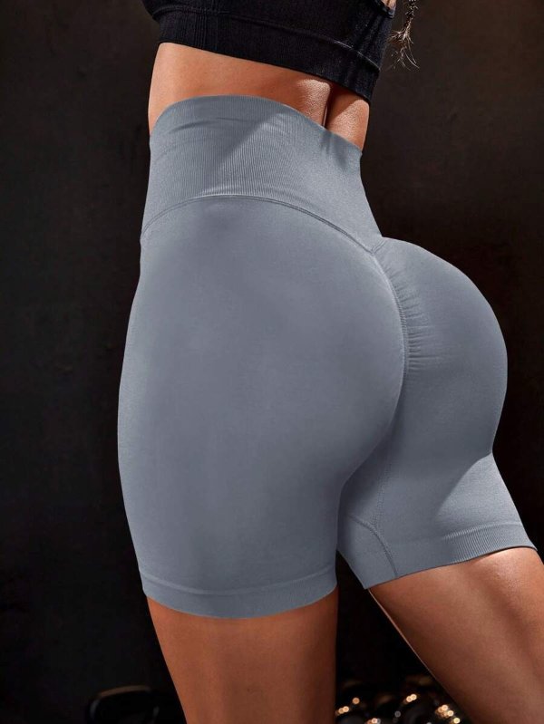 Yoga Basic Wide Waistband Scrunch Butt Sports Shorts