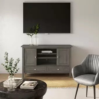 Lexington 47 in. Farmhouse Grey Wood TV Stand with 2 Drawer Fits TVs Up to 50 in. with Storage Doors