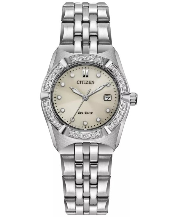 Eco-Drive Women's Corso Diamond (1/10 ct. t.w.) Stainless Steel Bracelet Watch 28mm