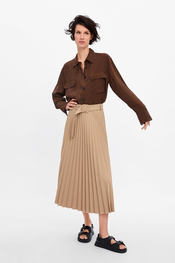 BELTED PLEATED SKIRT Details