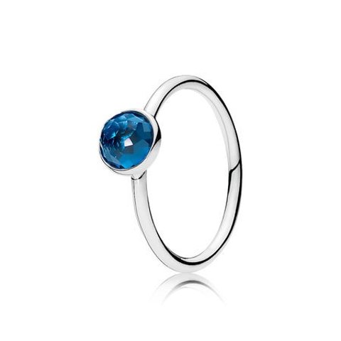 PandoraDecember Droplet Ring, London Blue Crystal