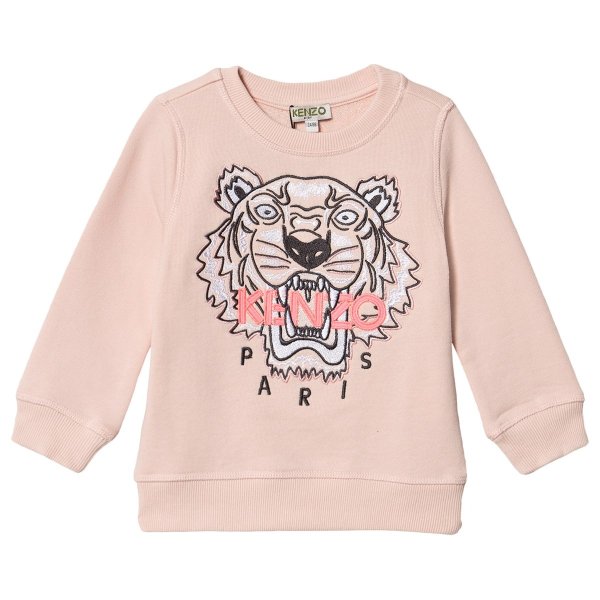 Pale Pink Embroidered Tiger Logo Sweatshirt | AlexandAlexa