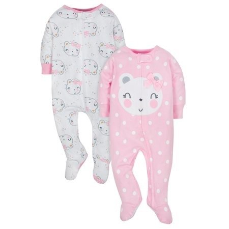 Organic Cotton Jersey Sleep N' Plays, 2pk (Baby Girl) - Walmart.com