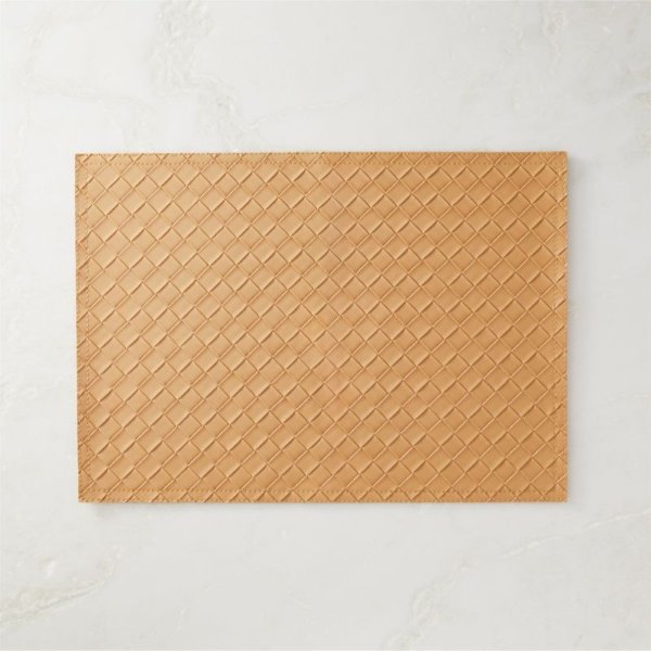 Tan Woven Faux Leather Placemat