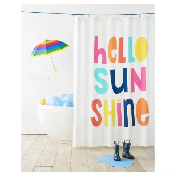 Hello Sunshine Shower Curtain White - Pillowfort&#8482;
