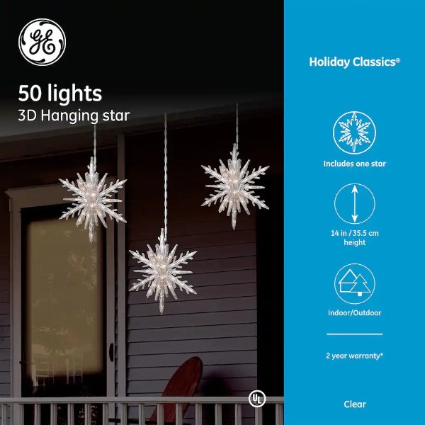Holiday Classics® 3D Hanging Star, Clear
