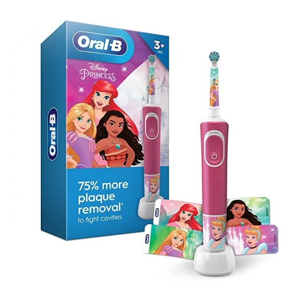 -B Kids Rechargeable Electric Toothbrush Featuring Disney Princess, for Kids 3+ (Character May Vary)