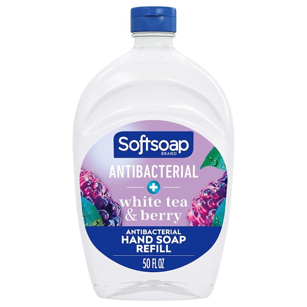 Antibacterial Liquid Hand Soap Refill, White Tea & Berry Scented Hand Soap, 50 Ounce