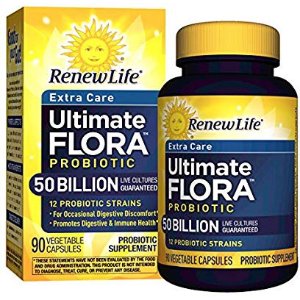 Renew Life Adult Probiotic - Ultimate Flora Probiotic Extra Care, Shelf Stable Probiotic Supplement - 50 billion - 90 Vegetable Capsules