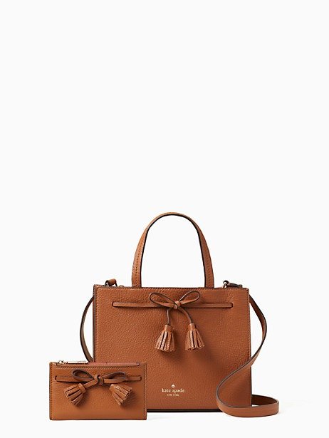 hayes small satchel and wallet bundle in warm gingerbread