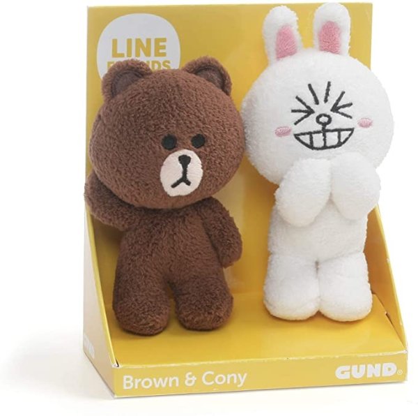 LINE Friends Plush Stuffed Animal, Brown and Cony Set of 2, 4"