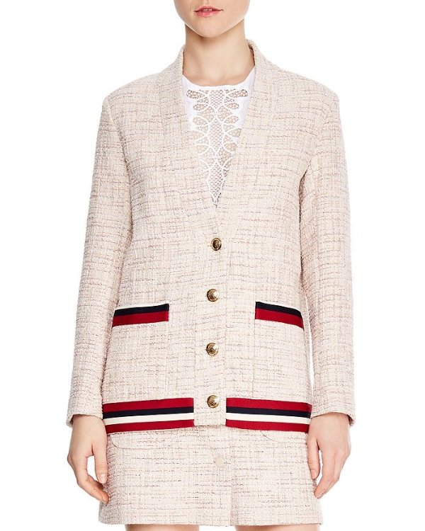 Adelaide Stripe-Trimmed Tweed Jacket