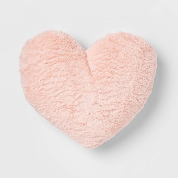 Faux Fur Heart Throw Pillow Pink - Pillowfort&#8482;